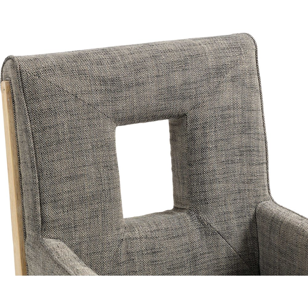 Gwendolyn Grey Linen Textured Fabric Dining Arm Chair. Picture 8