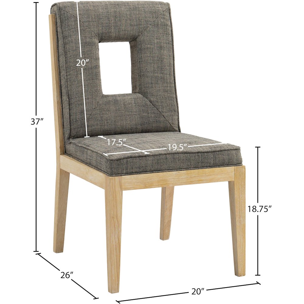 Gwendolyn Grey Linen Textured Fabric Dining Side Chair, Set of 2. Picture 9