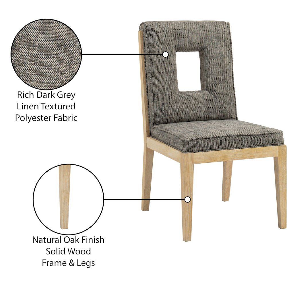 Gwendolyn Grey Linen Textured Fabric Dining Side Chair, Set of 2. Picture 10