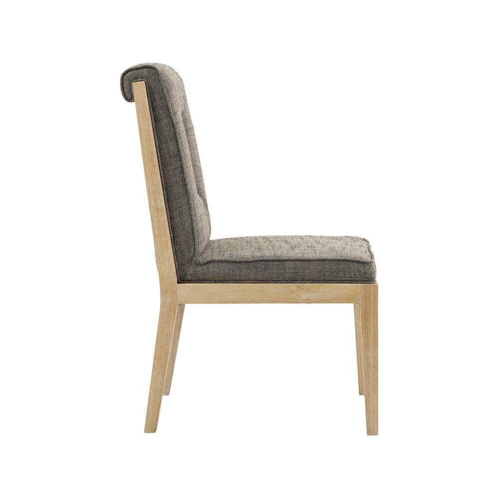 Gwendolyn Grey Linen Textured Fabric Dining Side Chair, Set of 2. Picture 4