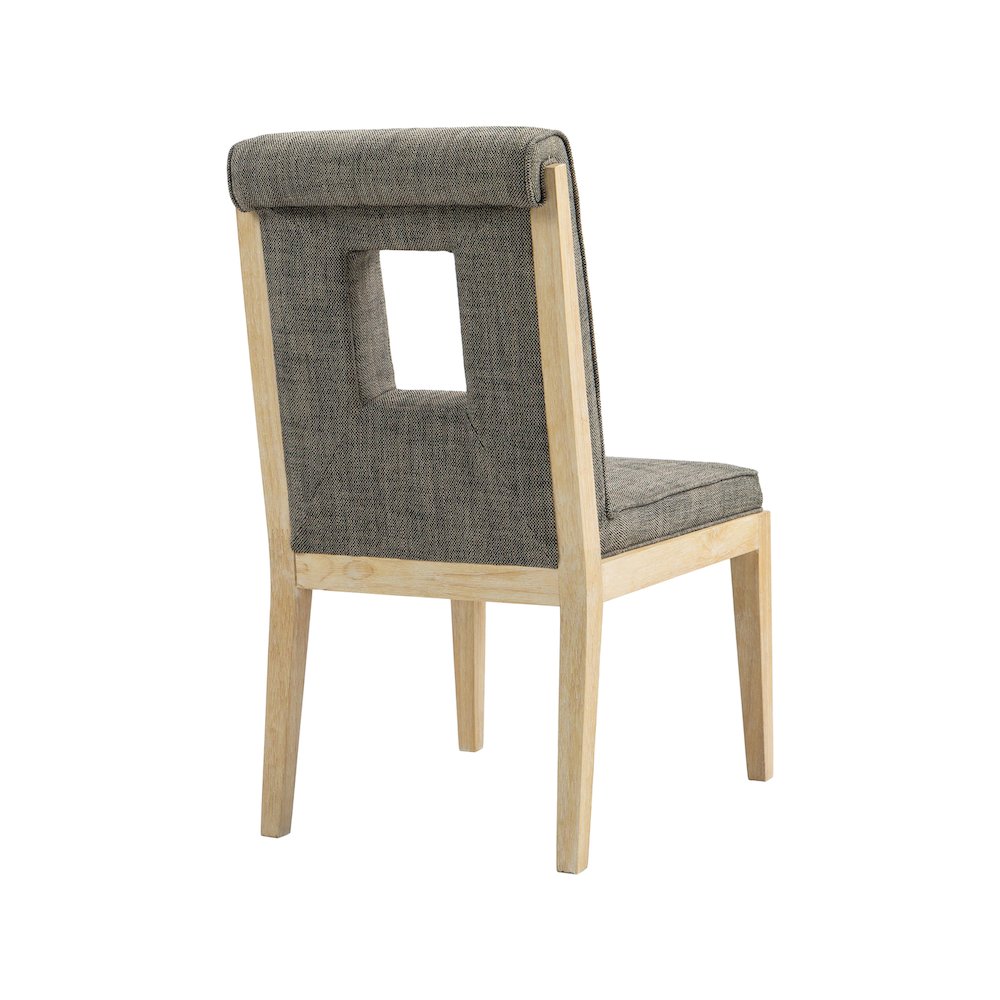 Gwendolyn Grey Linen Textured Fabric Dining Side Chair, Set of 2. Picture 6