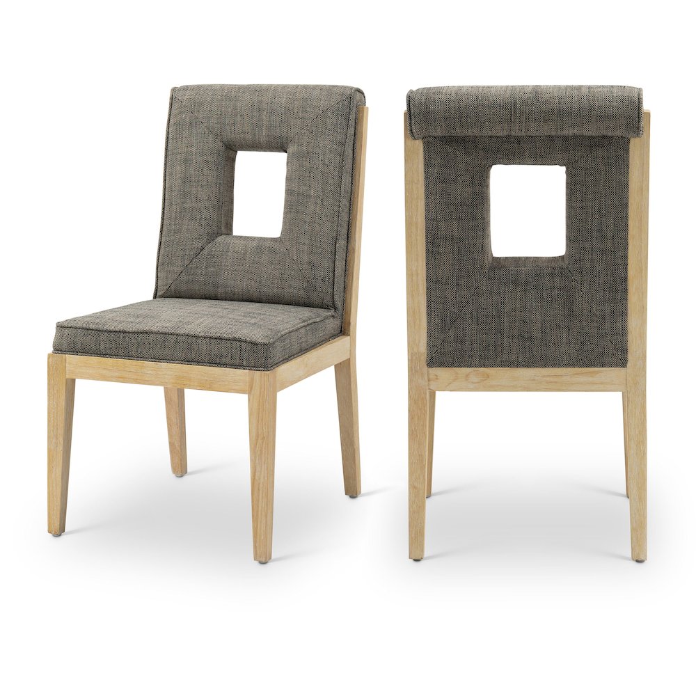 Gwendolyn Grey Linen Textured Fabric Dining Side Chair, Set of 2. Picture 1