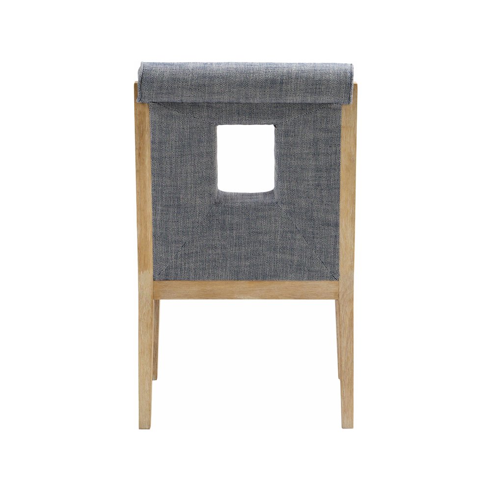 Gwendolyn Navy Linen Textured Fabric Dining Arm Chair. Picture 5