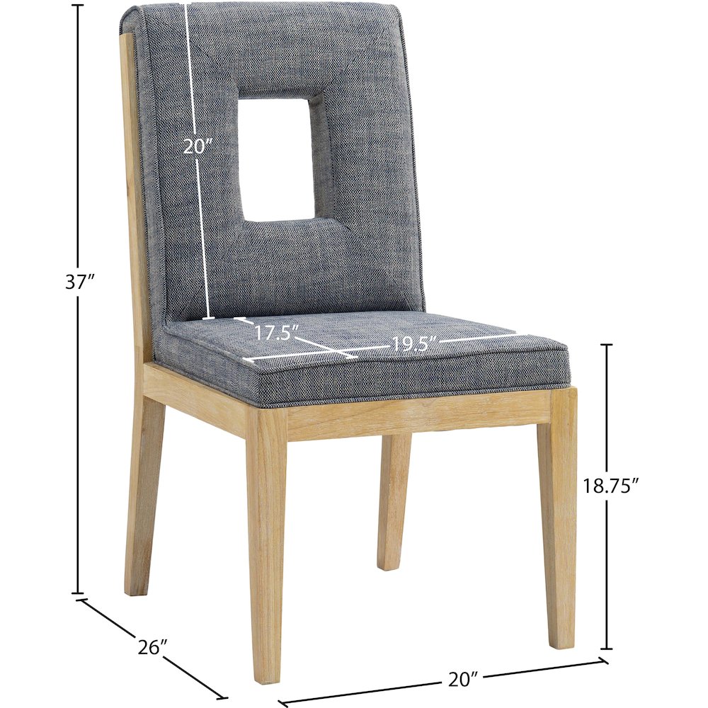 Gwendolyn Navy Linen Textured Fabric Dining Side Chair, Set of 2. Picture 9