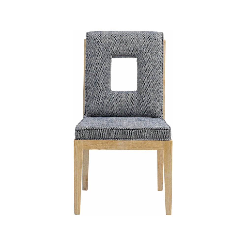 Gwendolyn Navy Linen Textured Fabric Dining Side Chair, Set of 2. Picture 3