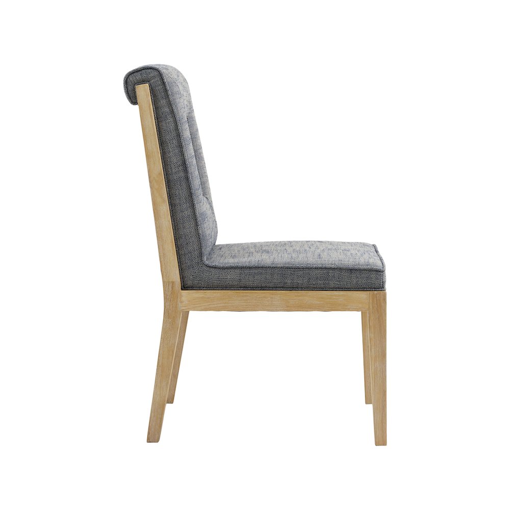 Gwendolyn Navy Linen Textured Fabric Dining Side Chair, Set of 2. Picture 4