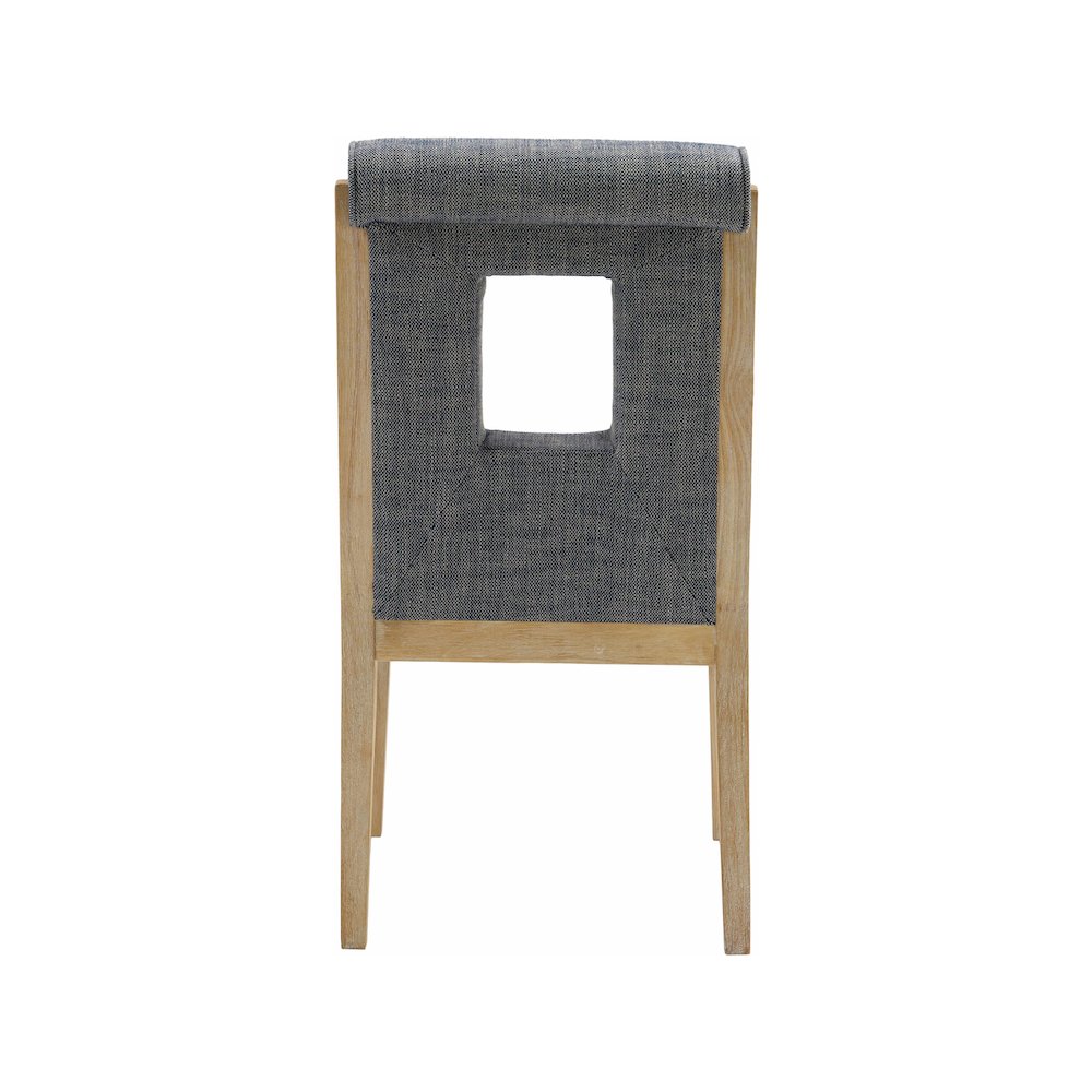 Gwendolyn Navy Linen Textured Fabric Dining Side Chair, Set of 2. Picture 5