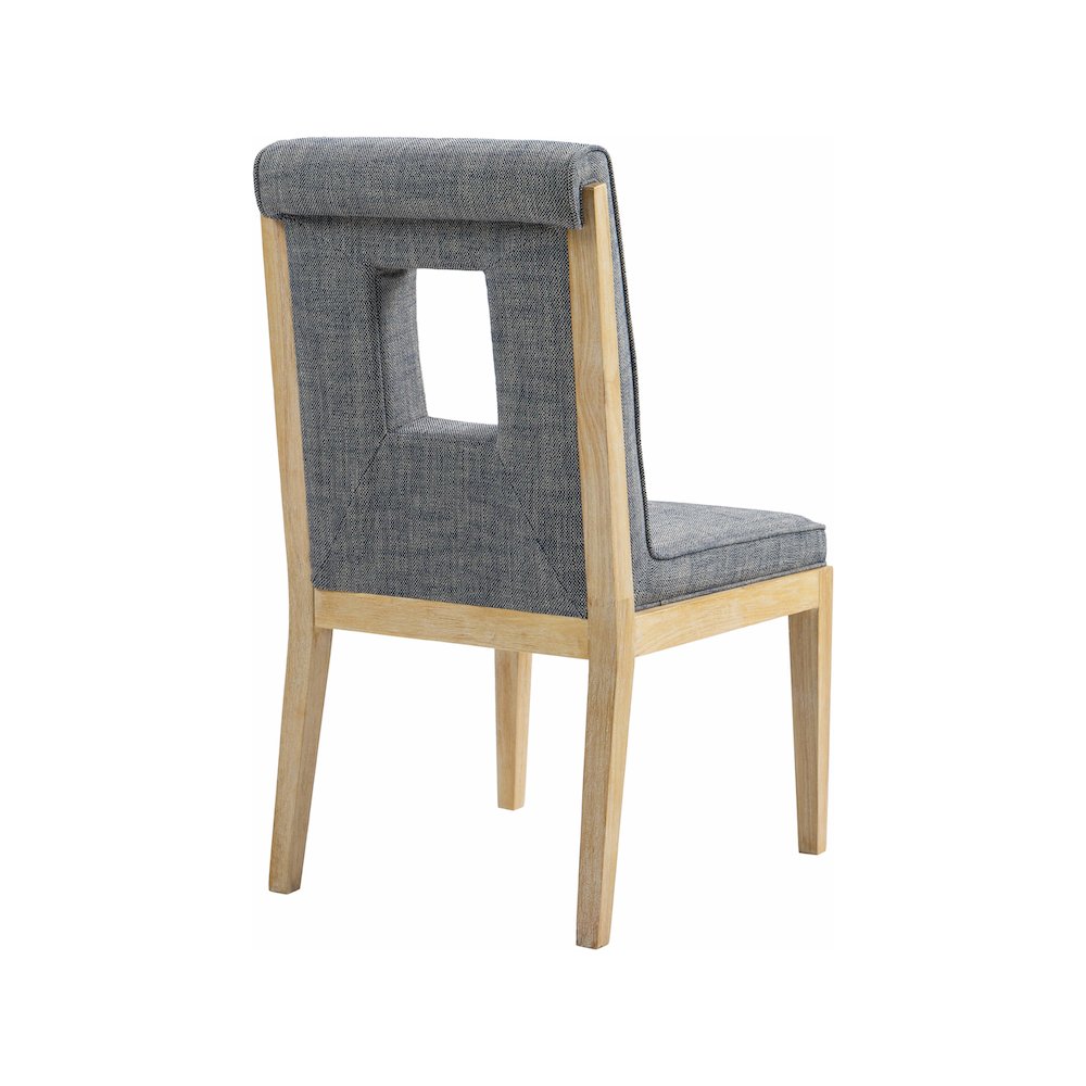 Gwendolyn Navy Linen Textured Fabric Dining Side Chair, Set of 2. Picture 6