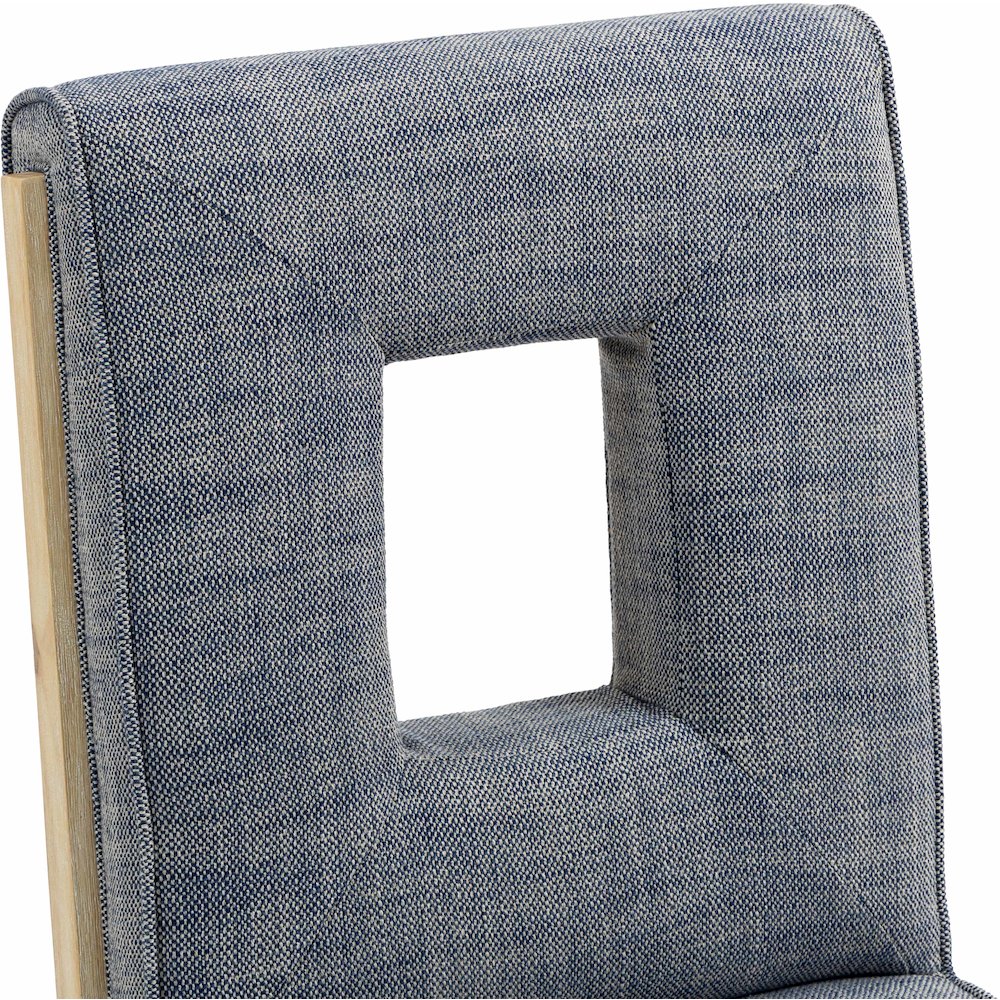 Gwendolyn Navy Linen Textured Fabric Dining Side Chair, Set of 2. Picture 8