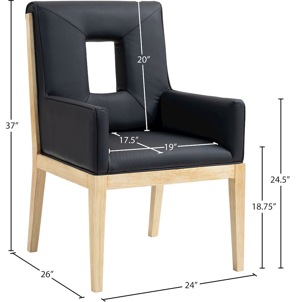 Gwendolyn Black Vegan Leather Dining Arm Chair. Picture 9