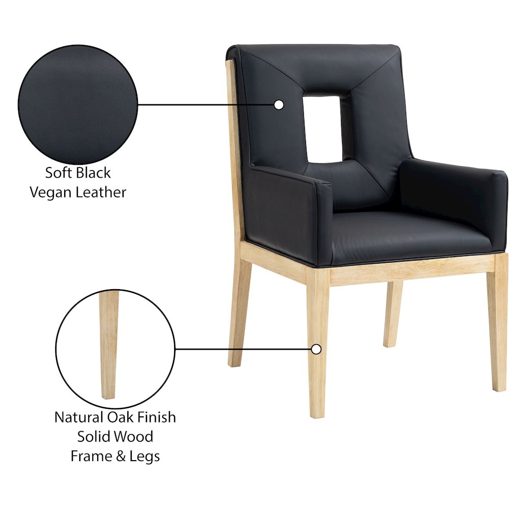 Gwendolyn Black Vegan Leather Dining Arm Chair. Picture 10