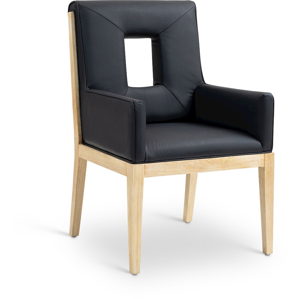 Gwendolyn Black Vegan Leather Dining Arm Chair. Picture 1