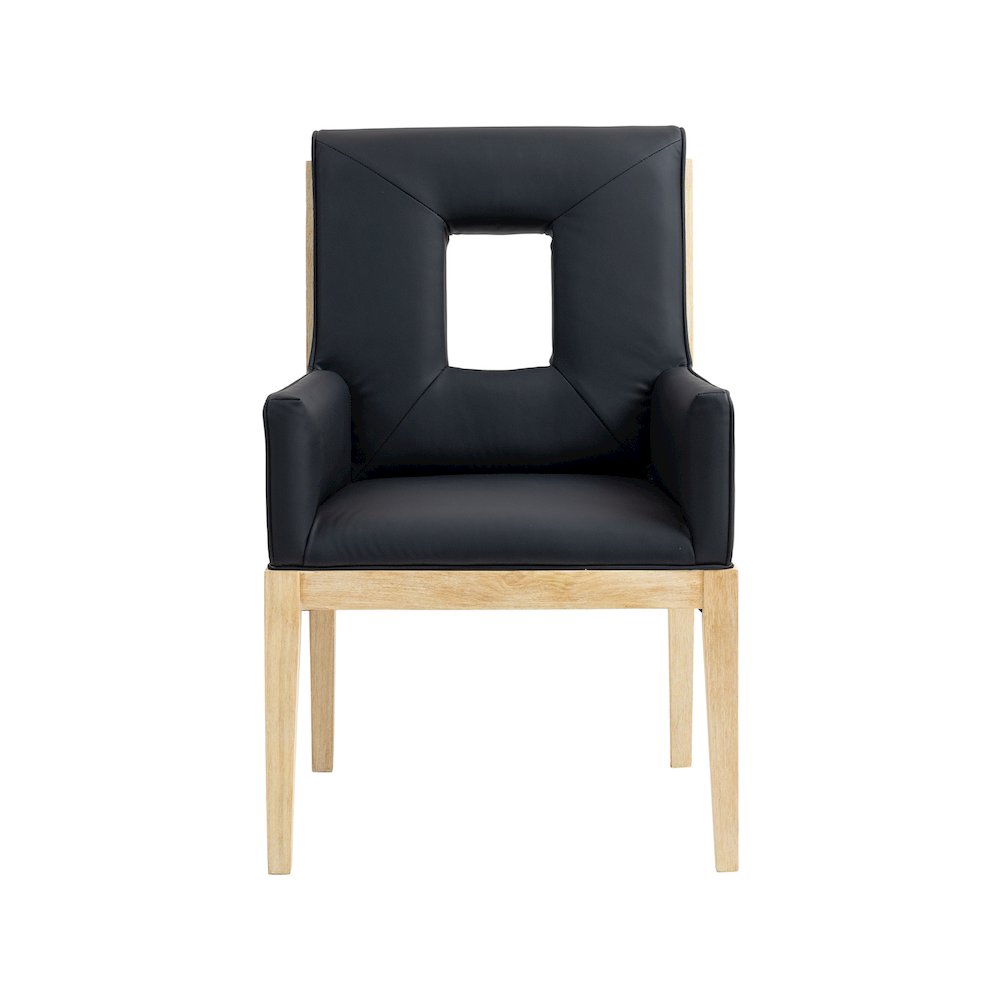 Gwendolyn Black Vegan Leather Dining Arm Chair. Picture 3