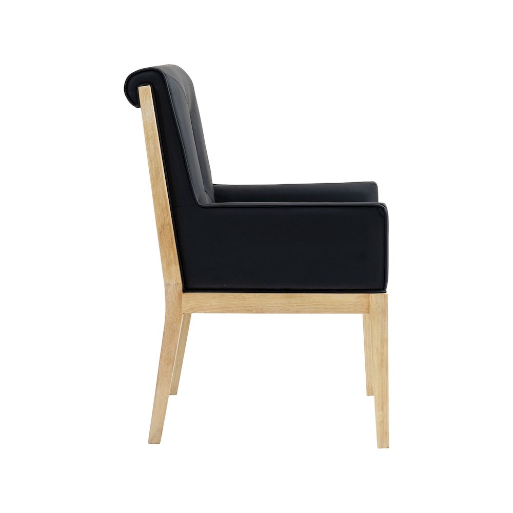 Gwendolyn Black Vegan Leather Dining Arm Chair. Picture 4