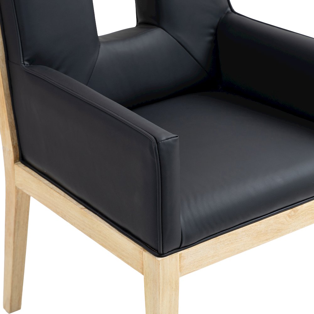Gwendolyn Black Vegan Leather Dining Arm Chair. Picture 7