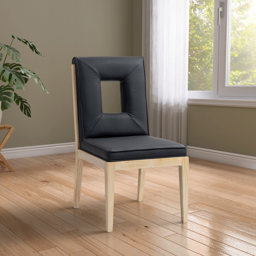 Gwendolyn Black Vegan Leather Dining Side Chair, Set of 2. Picture 2