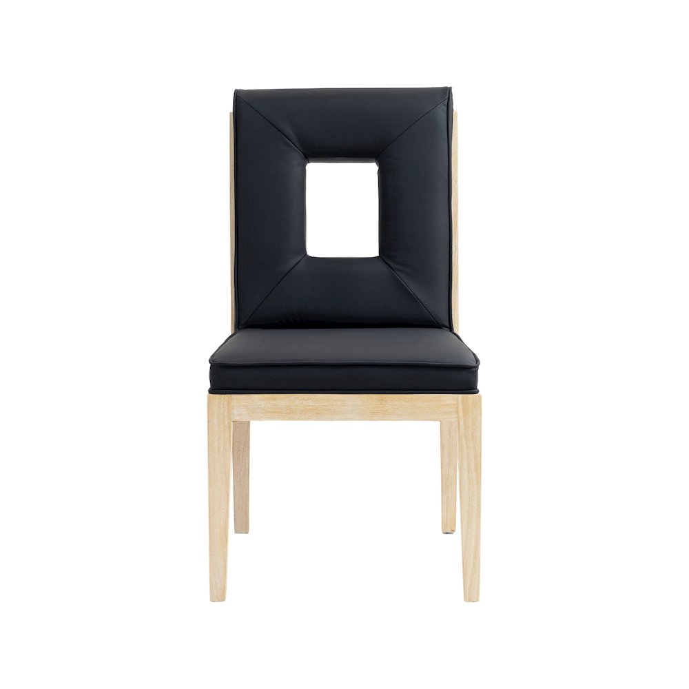 Gwendolyn Black Vegan Leather Dining Side Chair, Set of 2. Picture 3