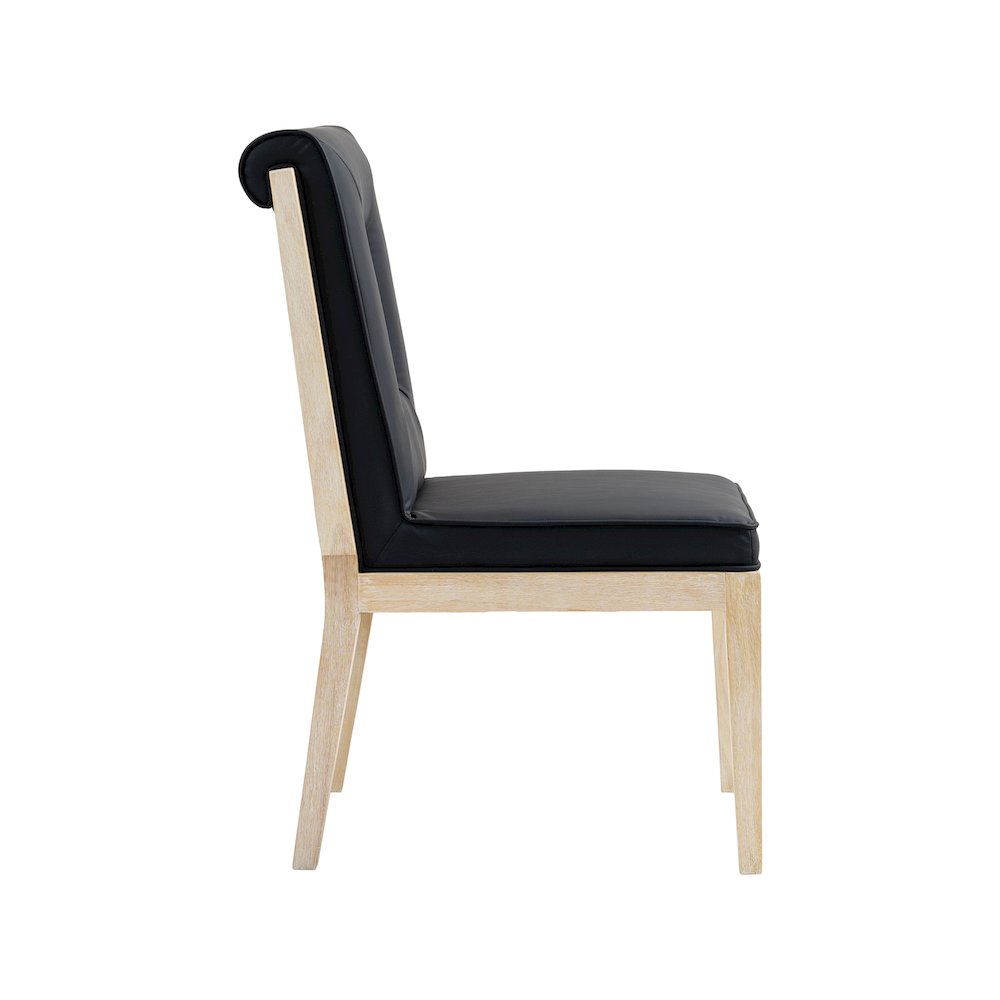 Gwendolyn Black Vegan Leather Dining Side Chair, Set of 2. Picture 4