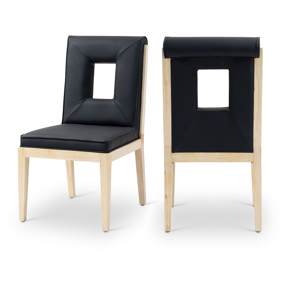 Gwendolyn Black Vegan Leather Dining Side Chair, Set of 2. Picture 1