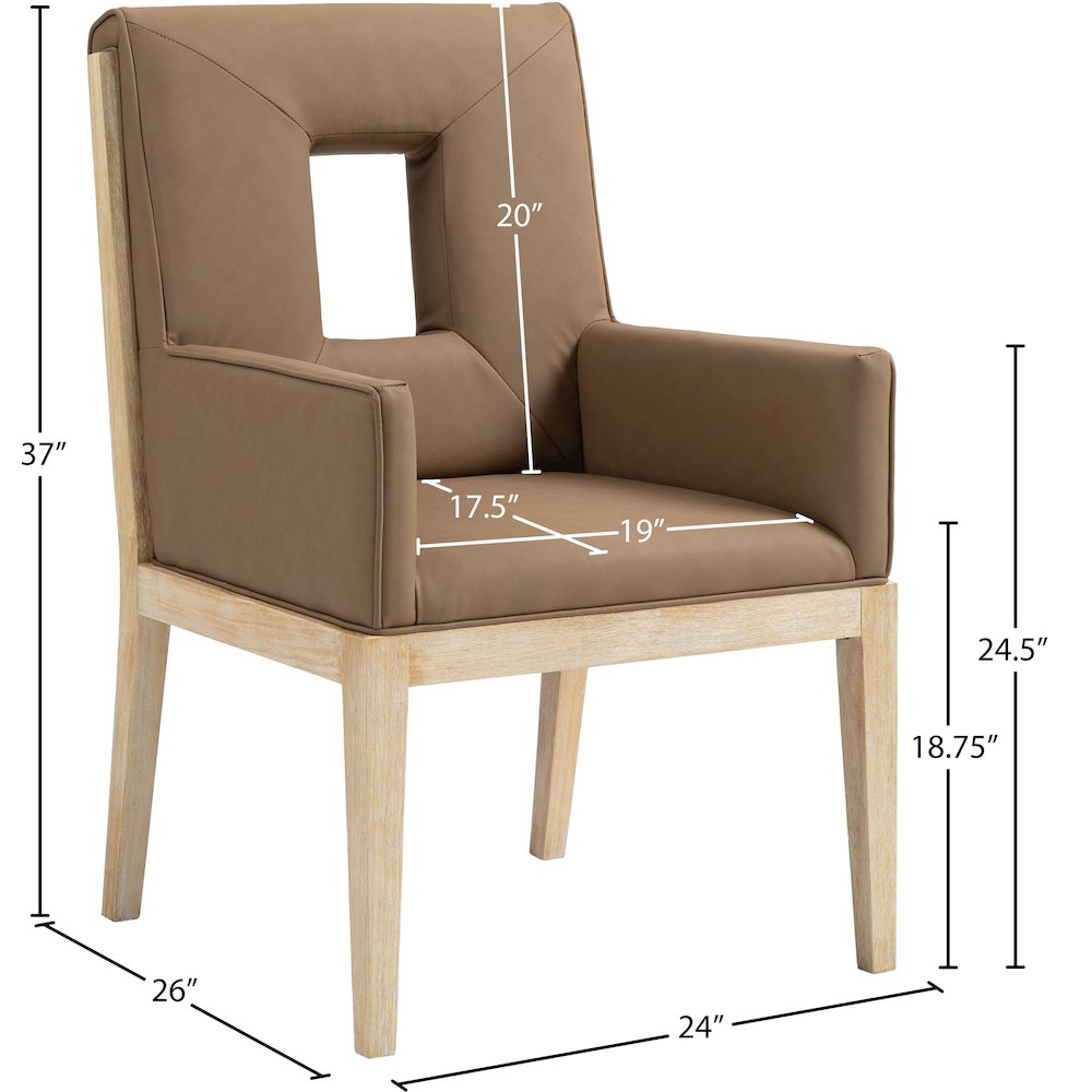 Gwendolyn Brown Vegan Leather Dining Arm Chair. Picture 9