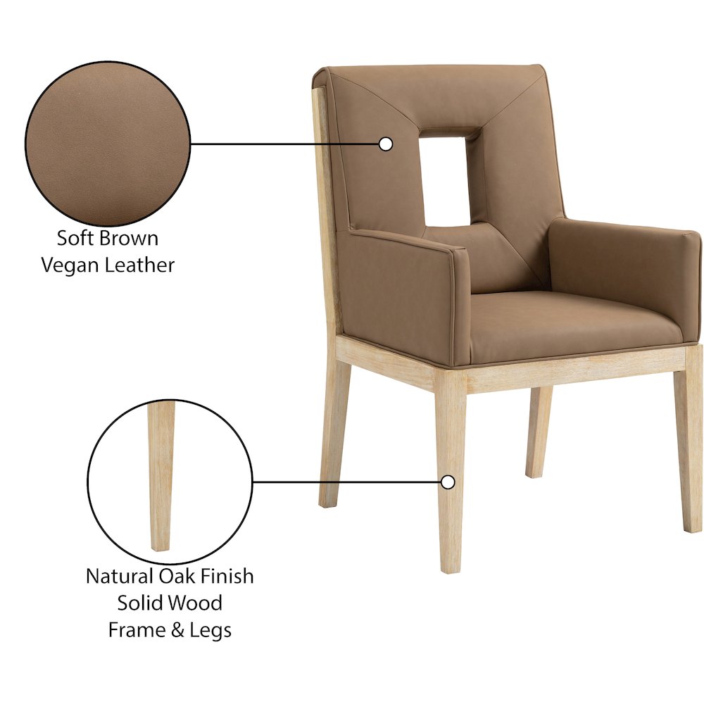 Gwendolyn Brown Vegan Leather Dining Arm Chair. Picture 10