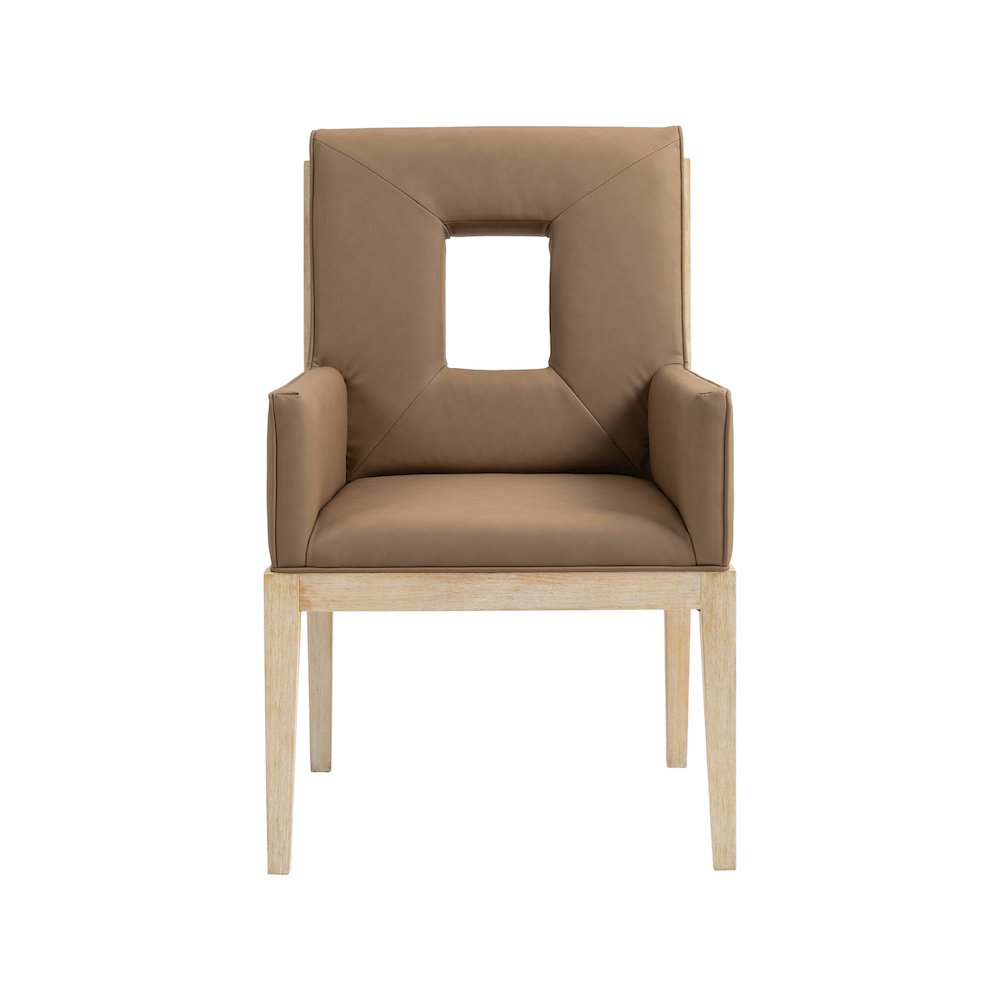 Gwendolyn Brown Vegan Leather Dining Arm Chair. Picture 3