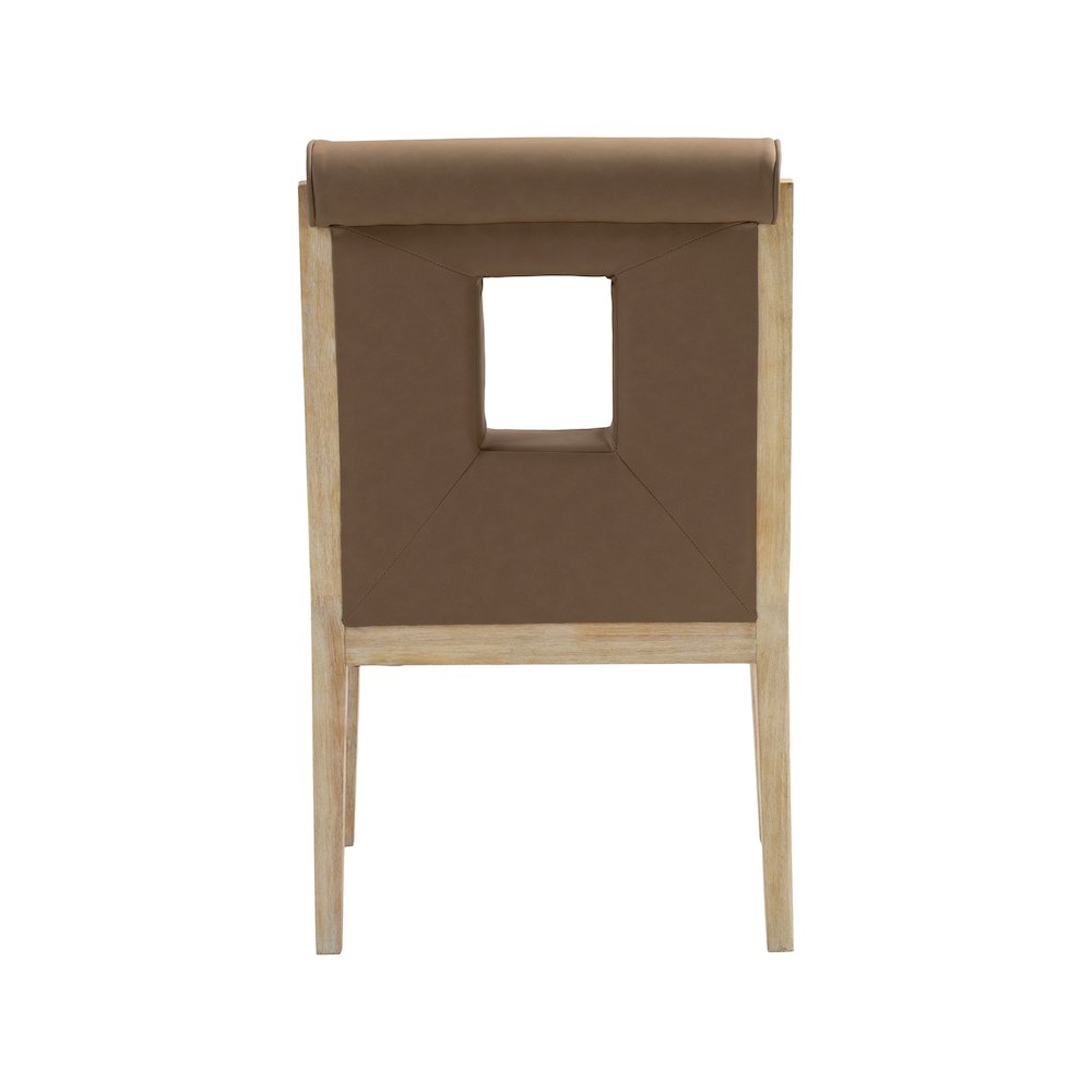 Gwendolyn Brown Vegan Leather Dining Arm Chair. Picture 5