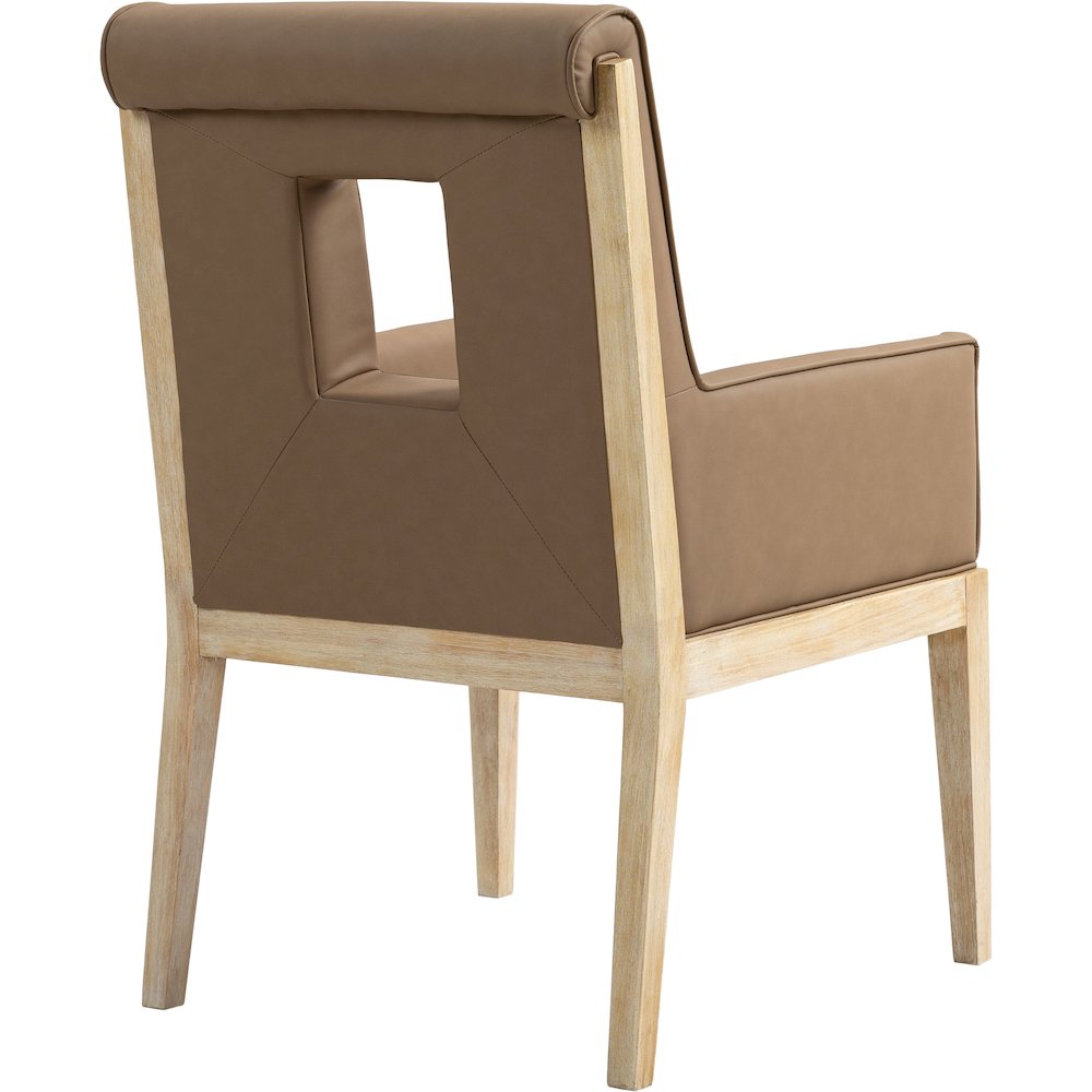 Gwendolyn Brown Vegan Leather Dining Arm Chair. Picture 6