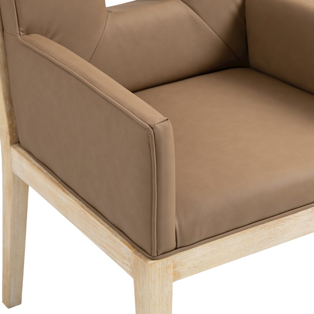 Gwendolyn Brown Vegan Leather Dining Arm Chair. Picture 7