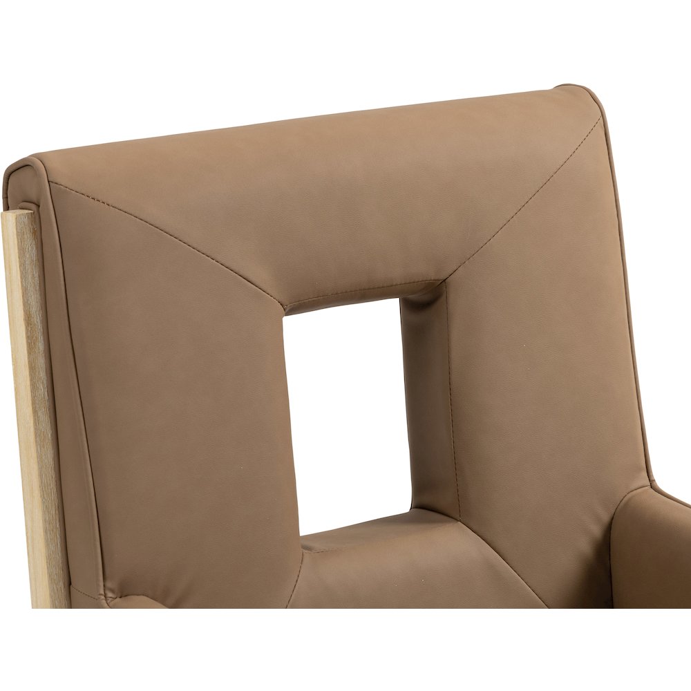 Gwendolyn Brown Vegan Leather Dining Arm Chair. Picture 8