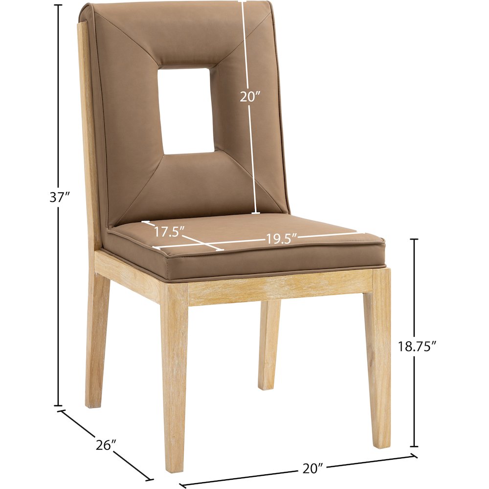 Gwendolyn Brown Vegan Leather Dining Side Chair, Set of 2. Picture 9