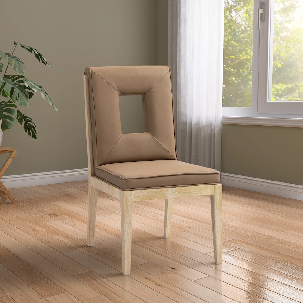 Gwendolyn Brown Vegan Leather Dining Side Chair, Set of 2. Picture 2