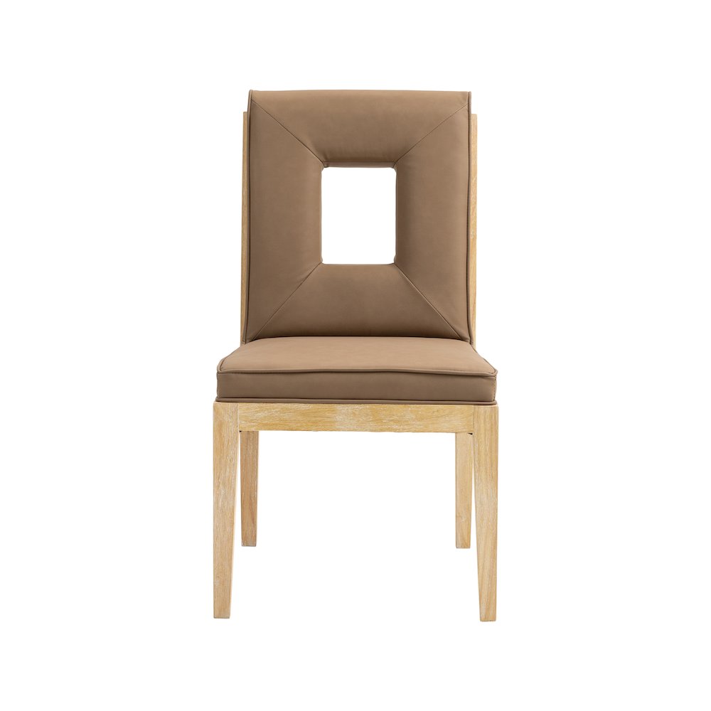 Gwendolyn Brown Vegan Leather Dining Side Chair, Set of 2. Picture 3