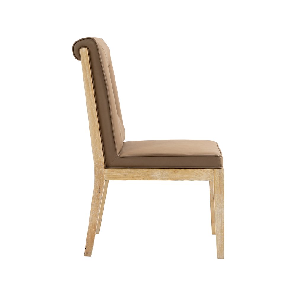 Gwendolyn Brown Vegan Leather Dining Side Chair, Set of 2. Picture 4