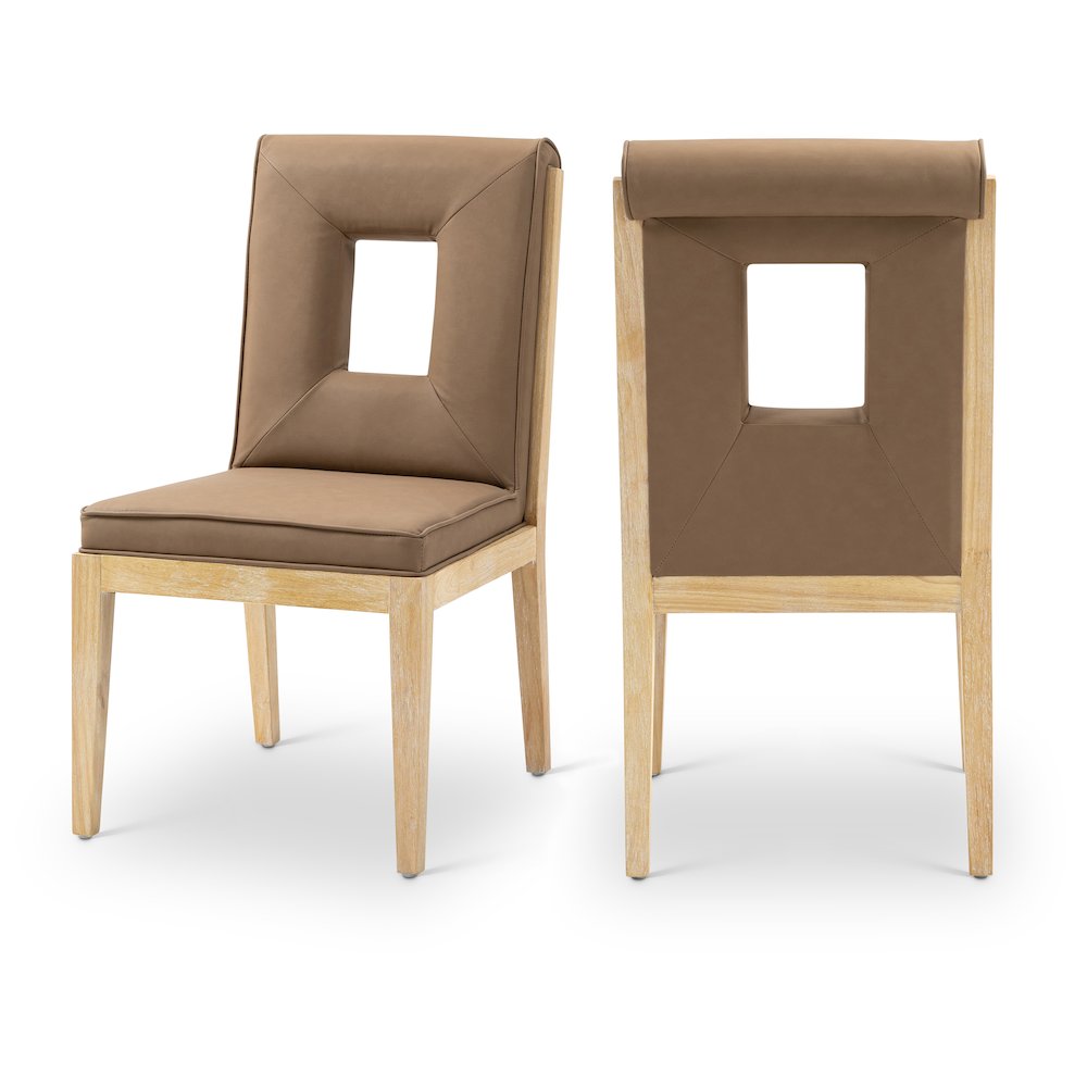 Gwendolyn Brown Vegan Leather Dining Side Chair, Set of 2. Picture 1