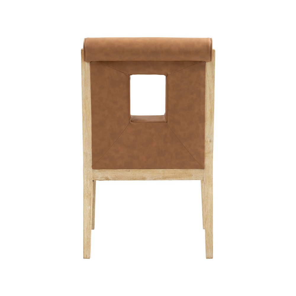 Gwendolyn Cognac Vegan Leather Dining Arm Chair. Picture 5