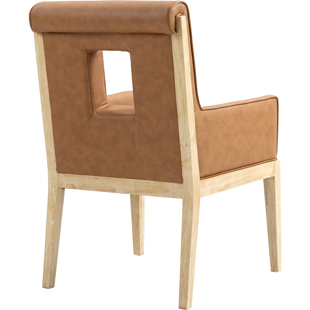 Gwendolyn Cognac Vegan Leather Dining Arm Chair. Picture 6