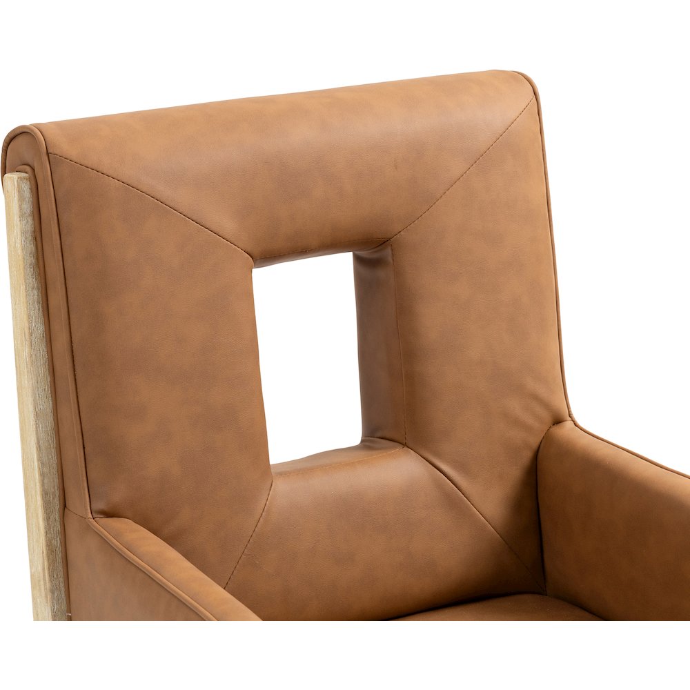 Gwendolyn Cognac Vegan Leather Dining Arm Chair. Picture 8