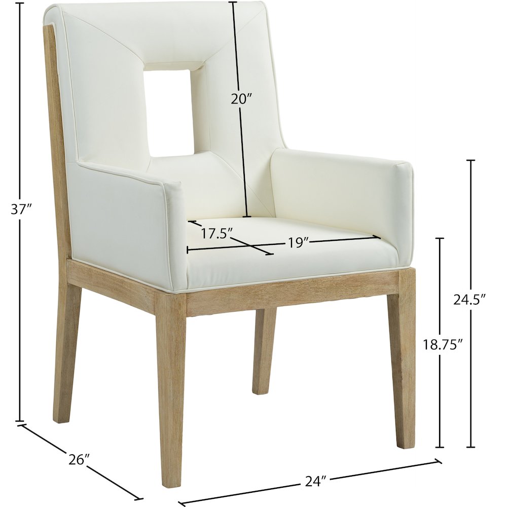 Gwendolyn Cream Vegan Leather Dining Arm Chair. Picture 9