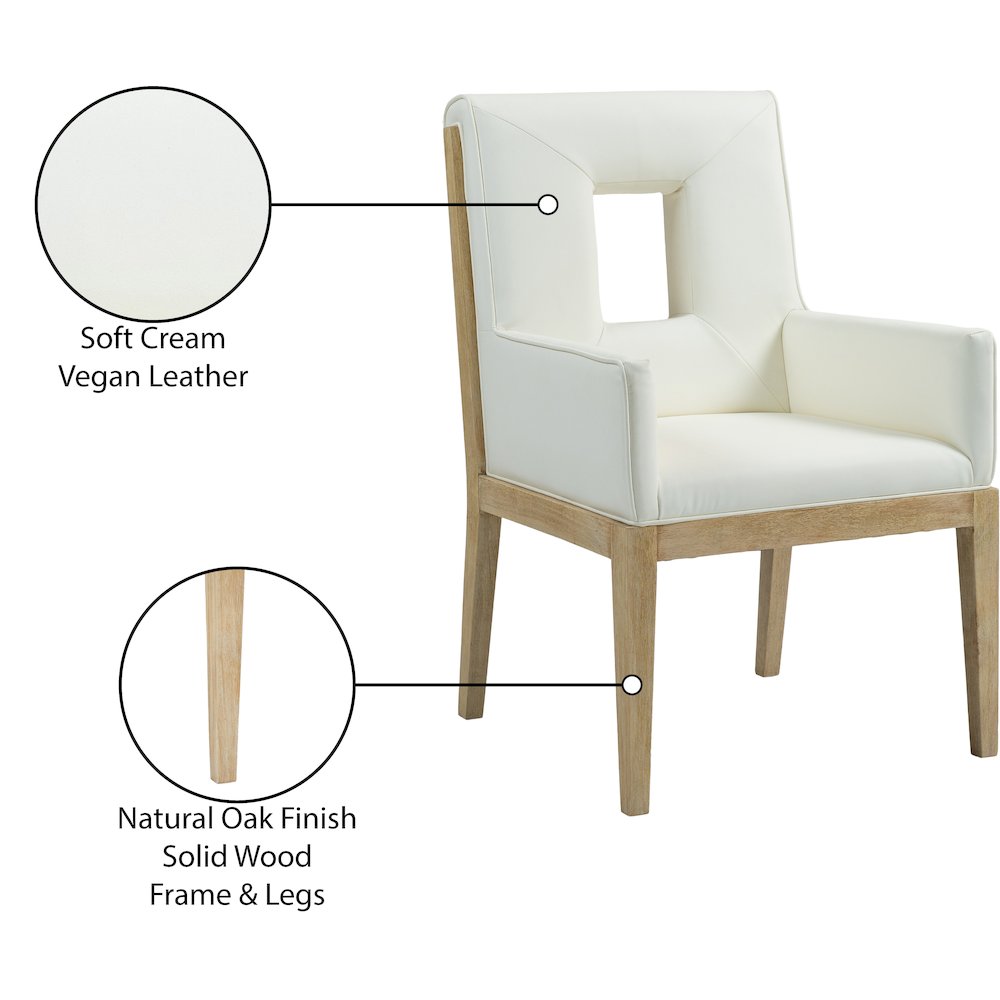Gwendolyn Cream Vegan Leather Dining Arm Chair. Picture 10