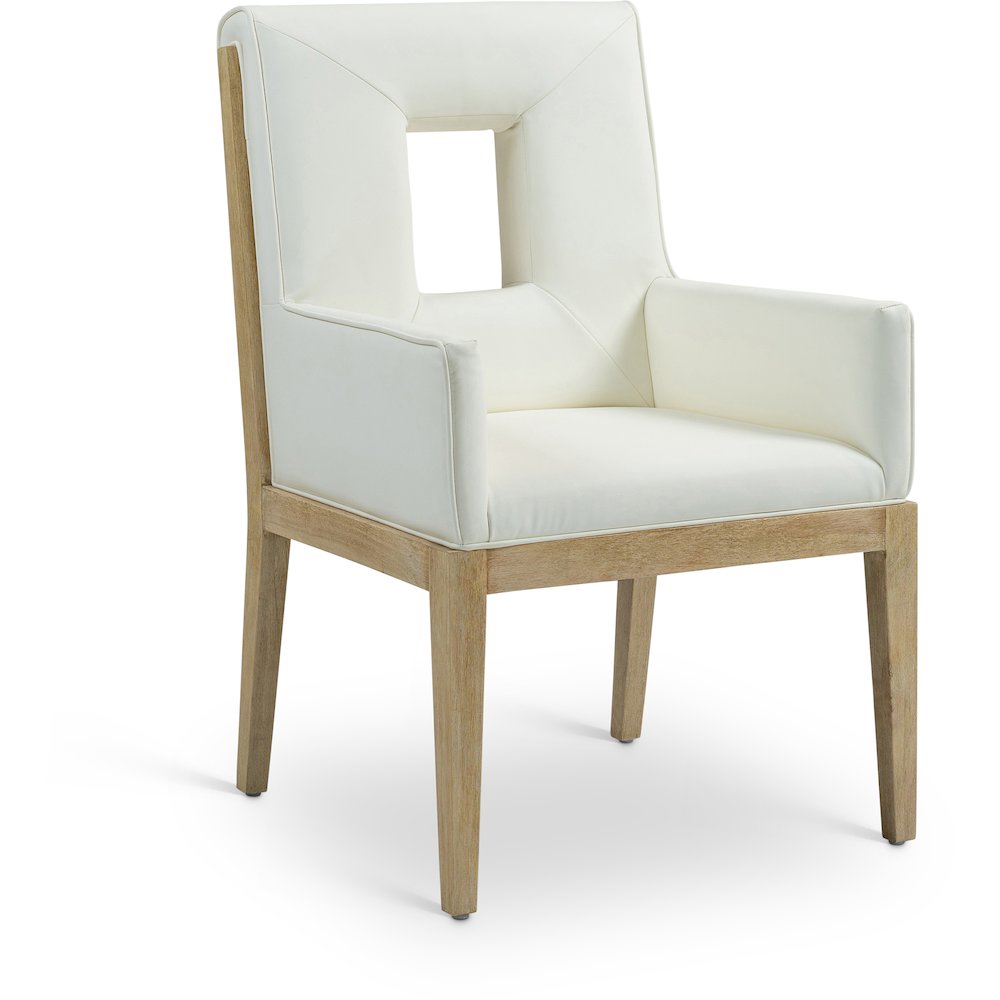 Gwendolyn Cream Vegan Leather Dining Arm Chair. Picture 1