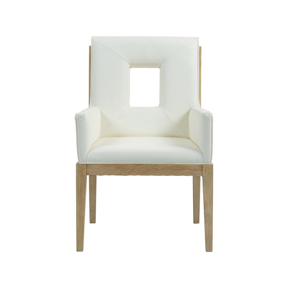 Gwendolyn Cream Vegan Leather Dining Arm Chair. Picture 3