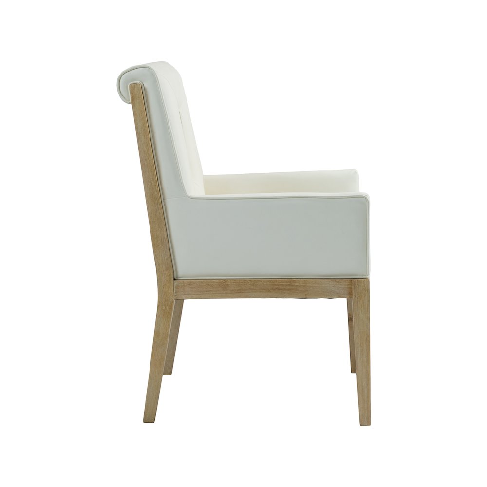 Gwendolyn Cream Vegan Leather Dining Arm Chair. Picture 4