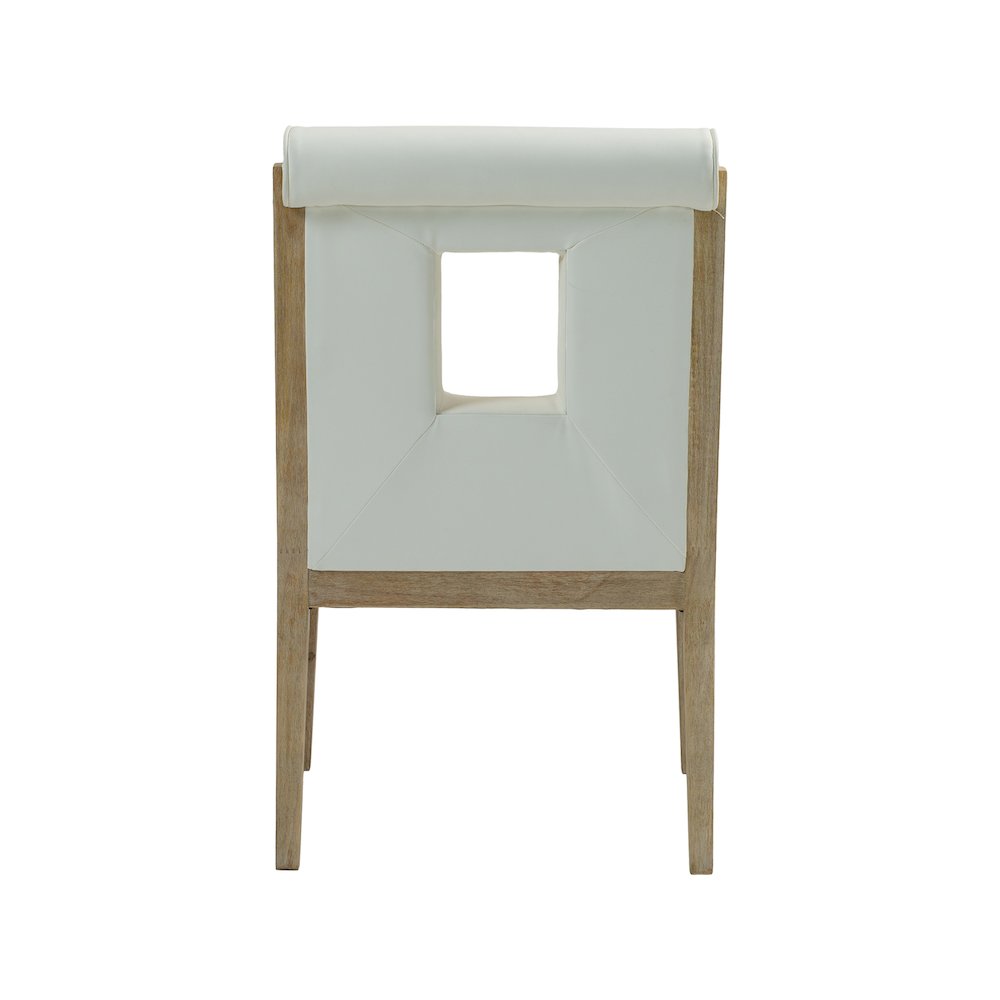Gwendolyn Cream Vegan Leather Dining Arm Chair. Picture 5