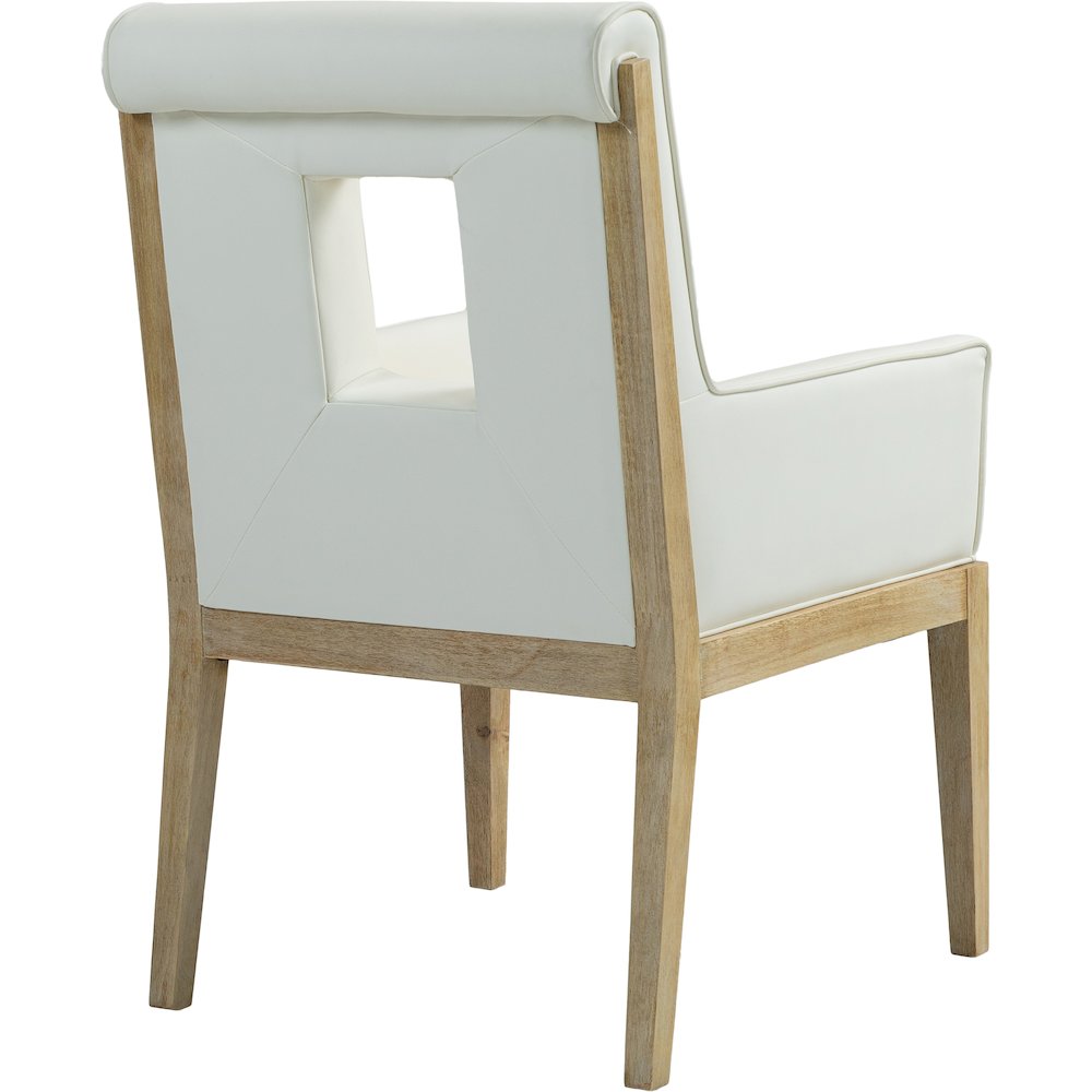 Gwendolyn Cream Vegan Leather Dining Arm Chair. Picture 6