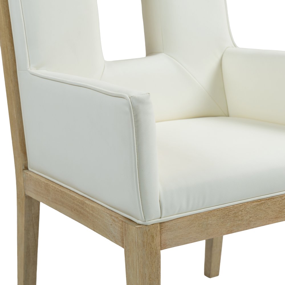 Gwendolyn Cream Vegan Leather Dining Arm Chair. Picture 7