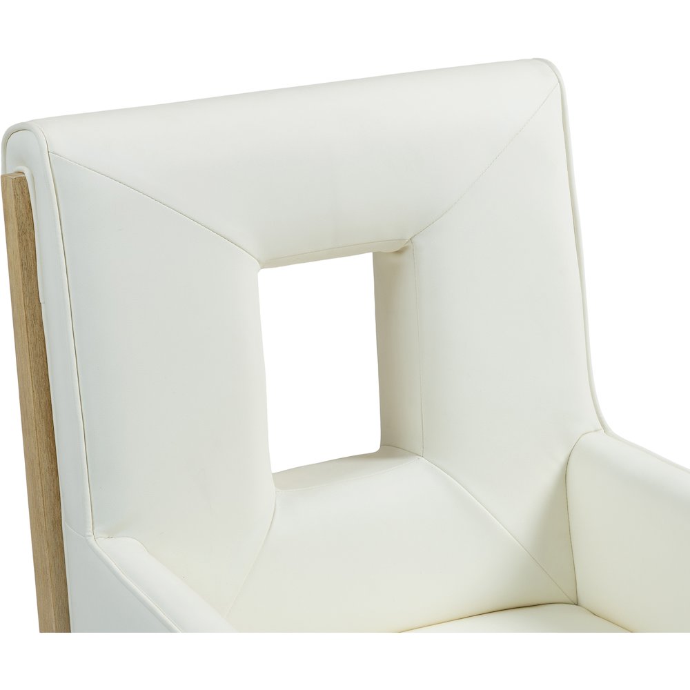 Gwendolyn Cream Vegan Leather Dining Arm Chair. Picture 8