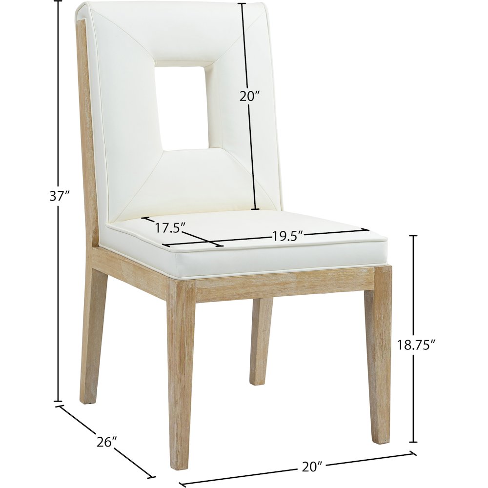 Gwendolyn Cream Vegan Leather Dining Side Chair, Set of 2. Picture 9