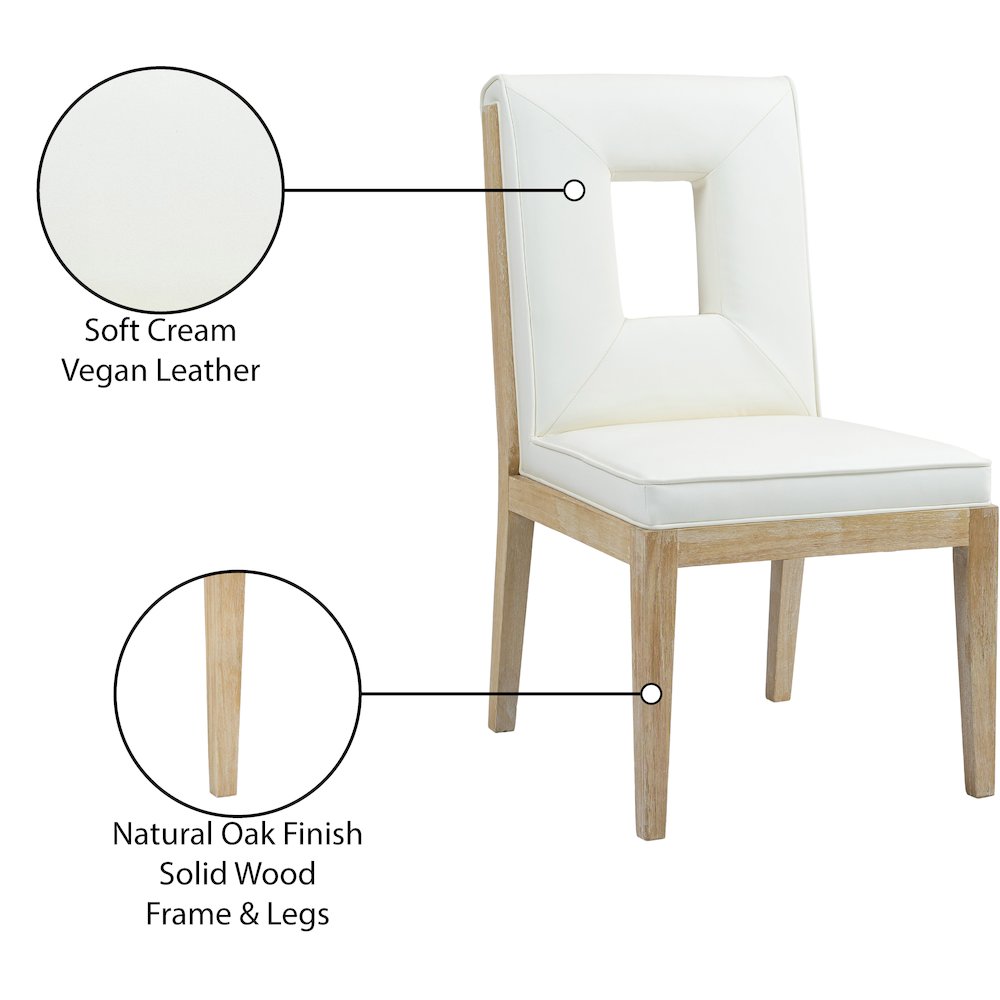 Gwendolyn Cream Vegan Leather Dining Side Chair, Set of 2. Picture 10