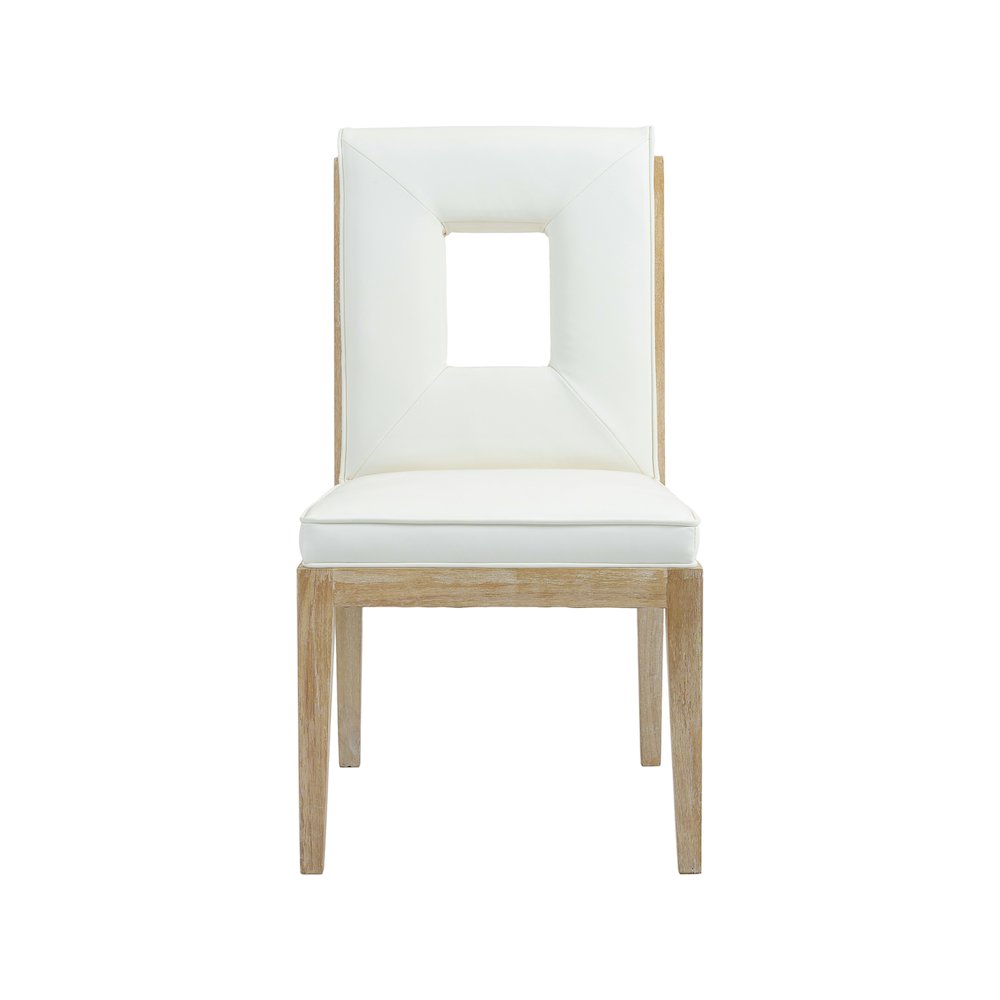 Gwendolyn Cream Vegan Leather Dining Side Chair, Set of 2. Picture 3